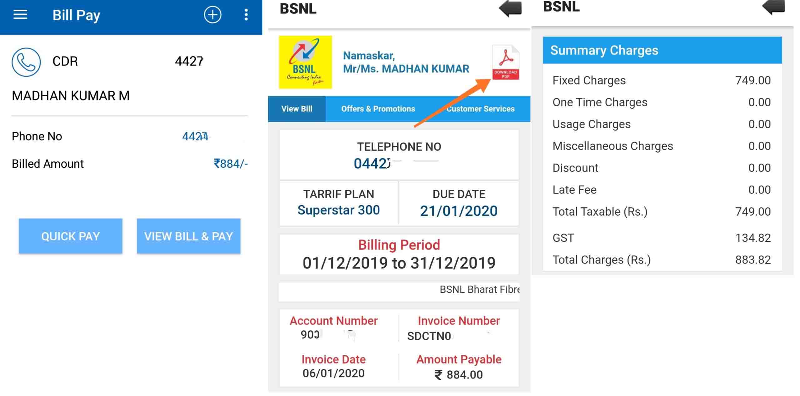 BSNL Digital Bill MYBSNL app