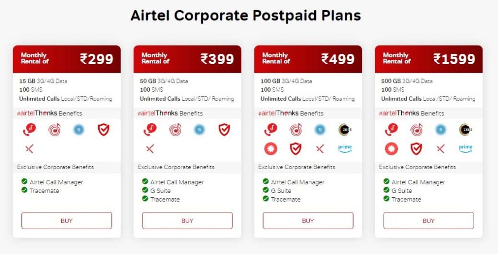 Airtel Corporate Postpaid plan starts at Rs. 299; G Suite bundled plan starts at Rs. 399