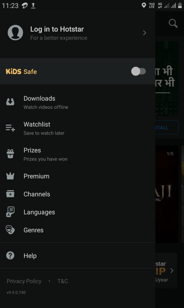 Hotstar Android app Kids Safe feature