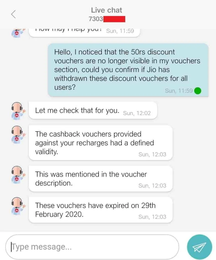 Jio customer care chat 1