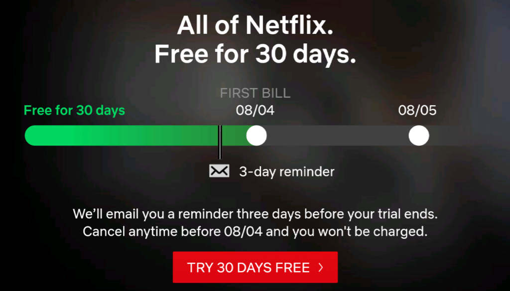 Netflix 30 days free trial 2