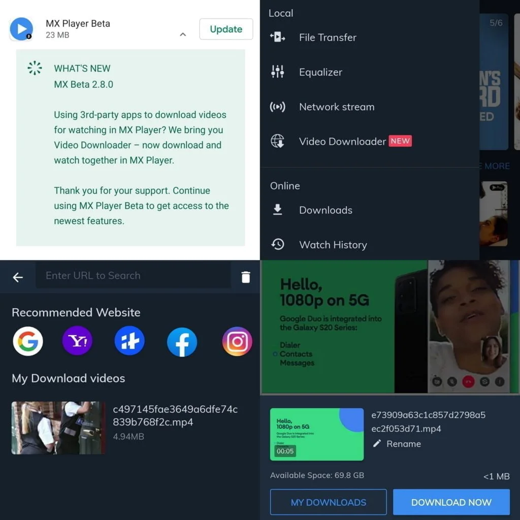 MX Player Beta now allows users to download videos from third