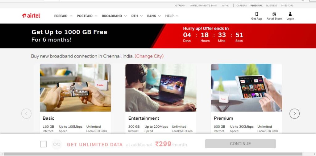 Airtel offering 1000 GB free for 6 months to new Xstream Fiber users over the 5 days