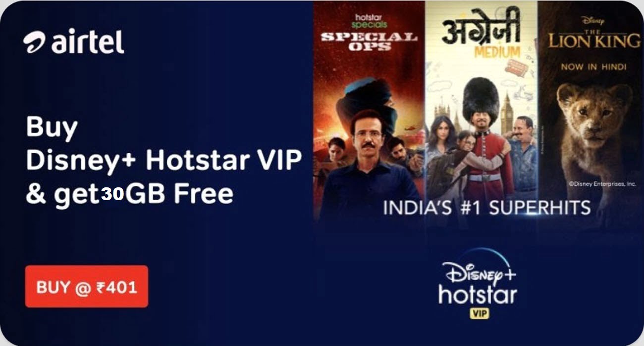 Airtel Now Offers 10 Times More Data On Rs401 Disney Hotstar Vip Plan Onlytech