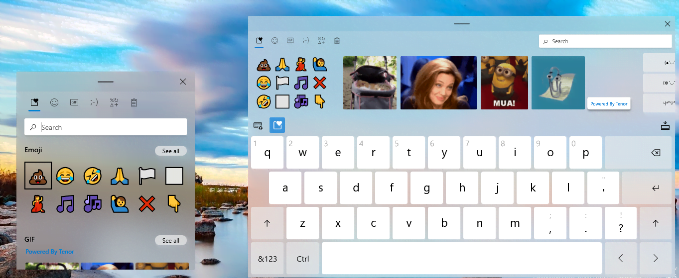 New Emoji panel Touch keyboard