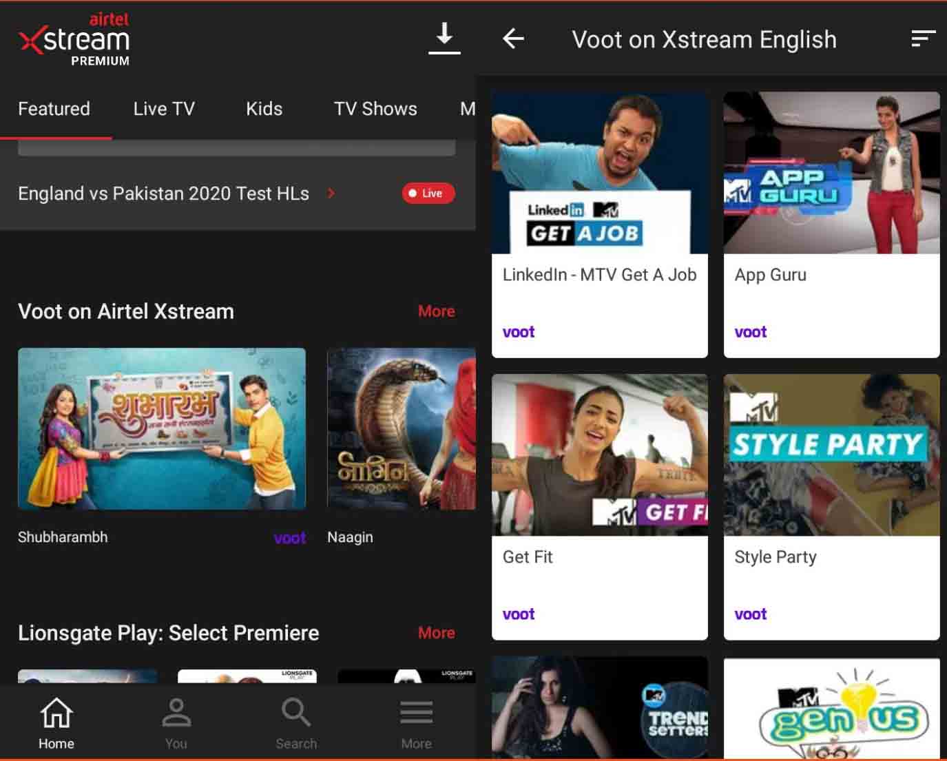 Voot content now available on Airtel Xstream platform