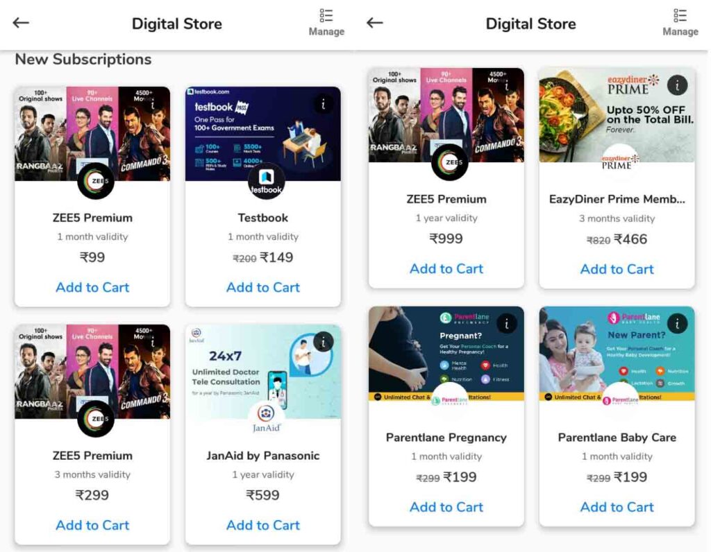 Airtel Thanks Digital Store now offering 3M and 12M ZEE5 topup as well