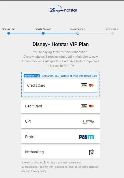Disney+ Hotstar VIP subscription available at Rs 365 for credit card users
