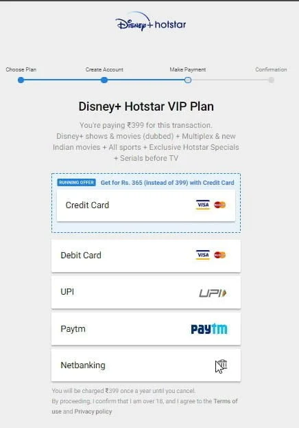 Disney Hotstar VIP subscription available at Rs 365 for credit