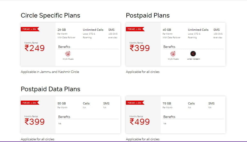 Airtel launches Rs 399 postpaid data plan and discontinues Rs 349 circle specific postpaid plan