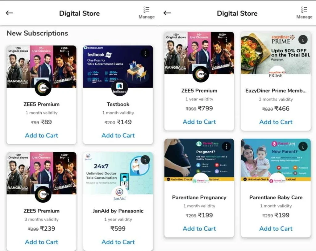 ZEE5 Premium top-up get a discount in Airtel Thanks Digital Store