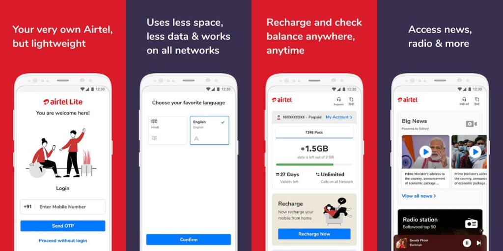 Airtel launches Airtel Thanks Lite app with less than 1MB size