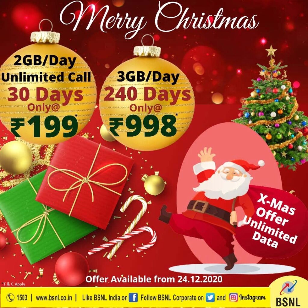 BSNL to launch Rs 199 Plan Voucher and offer 3GB/day on STV 998 from 24th December