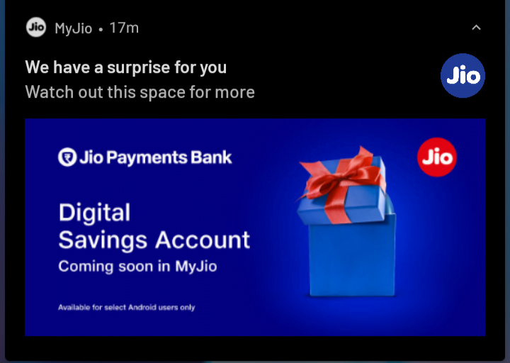 Digital Savings Account MyJio