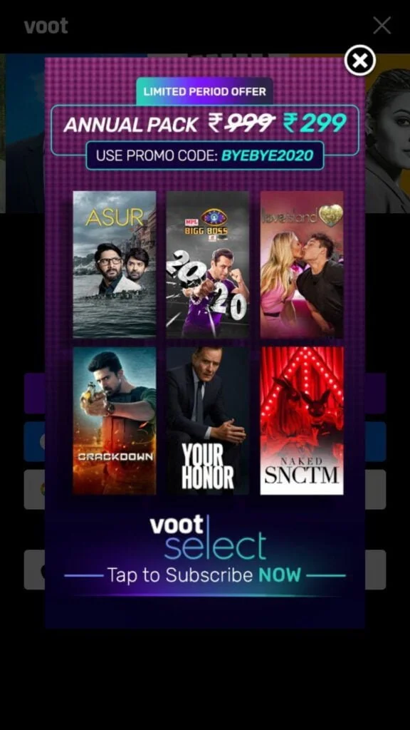 Voot Select annual pack available at Rs 299 as year-ender offer