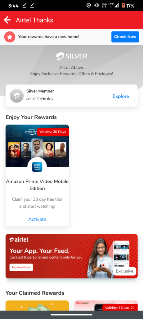 airtel thanks app amazon prime offer