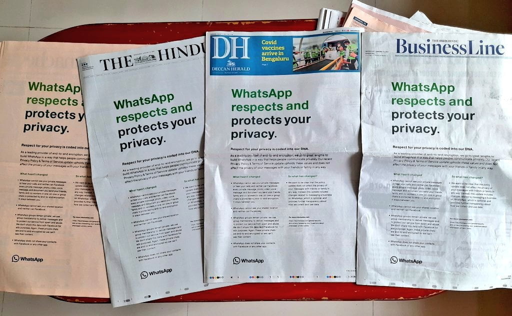 WhatsApp Newspaper Ad