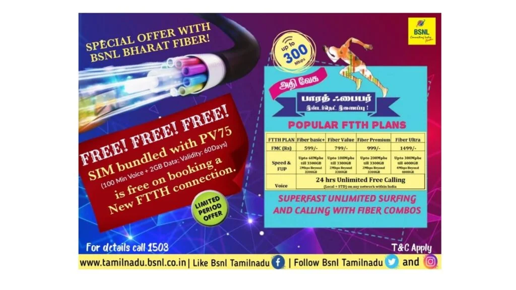 BSNL Free SIM PV 75 FTTH