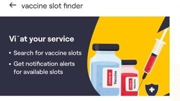 Vaccine Finder on Vi App 1