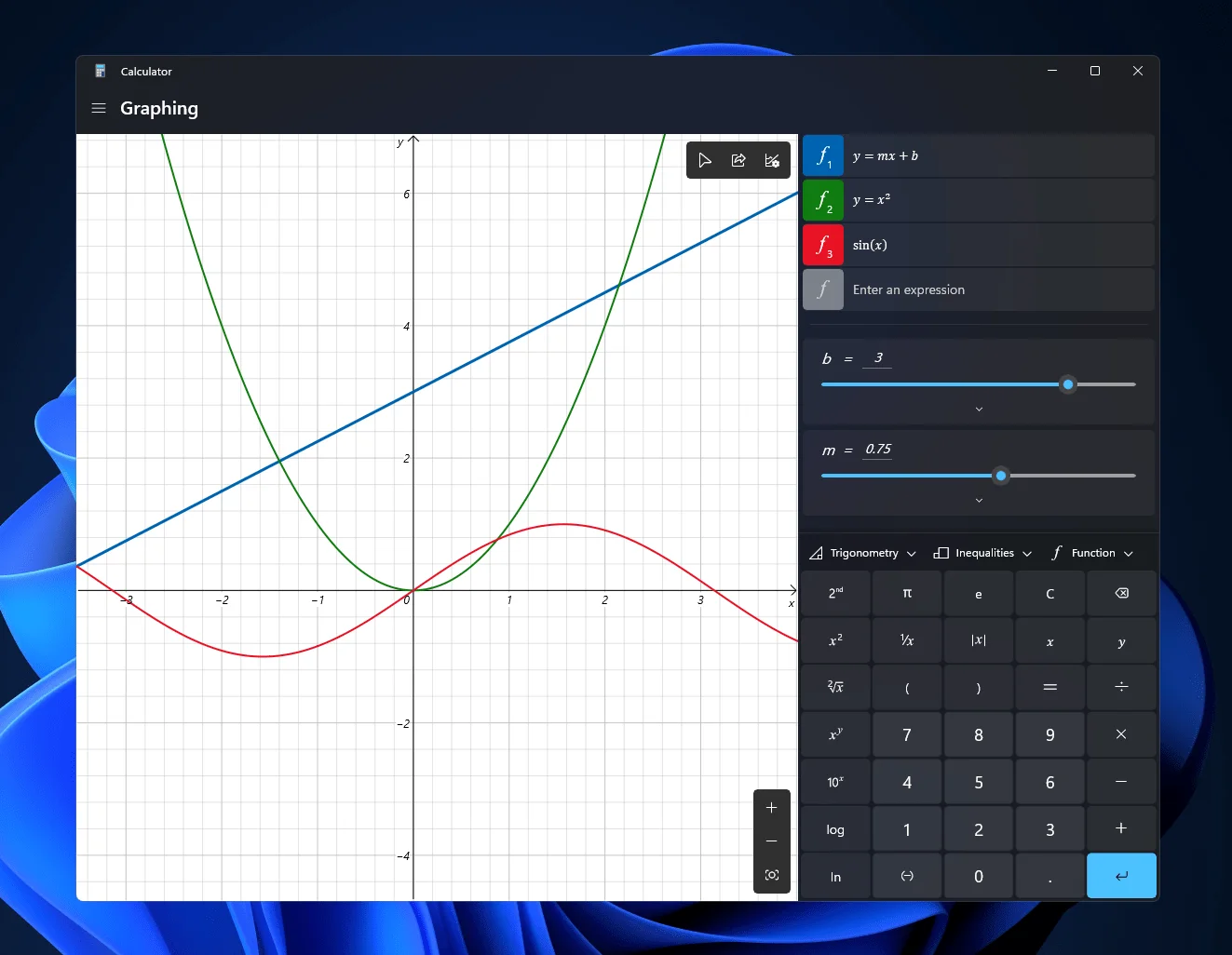 Windows11 Calculator Graphing