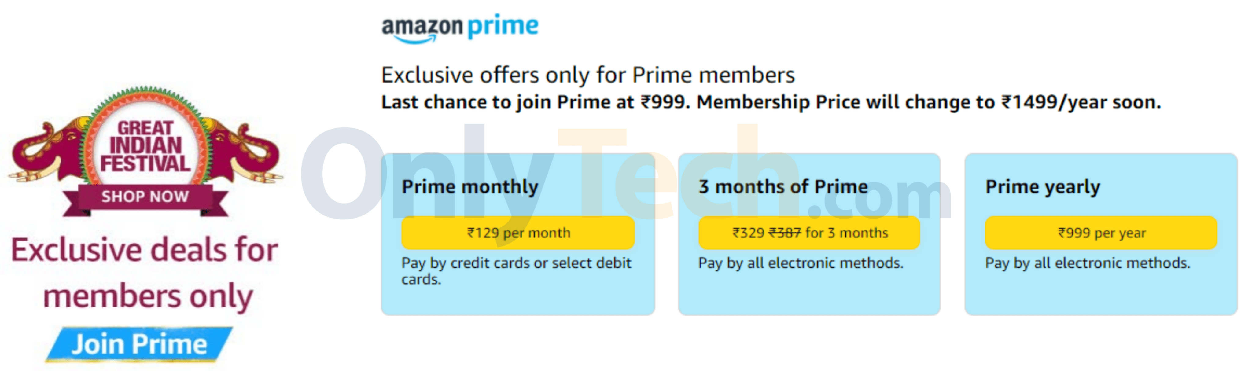 Amazon increasing the cost of Prime Membership in India