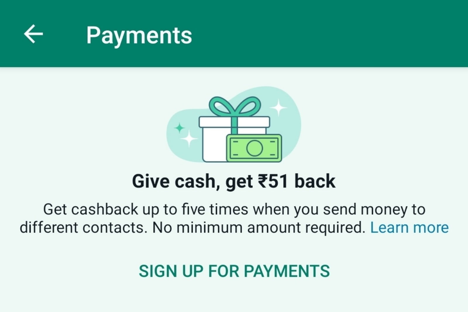 WhatsApp Pay Cashback