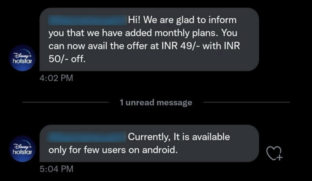 Hotstar Monthly Plan Twitter