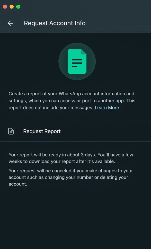 WhatsApp Request Account Info