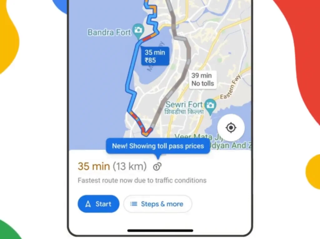 Google Maps Toll