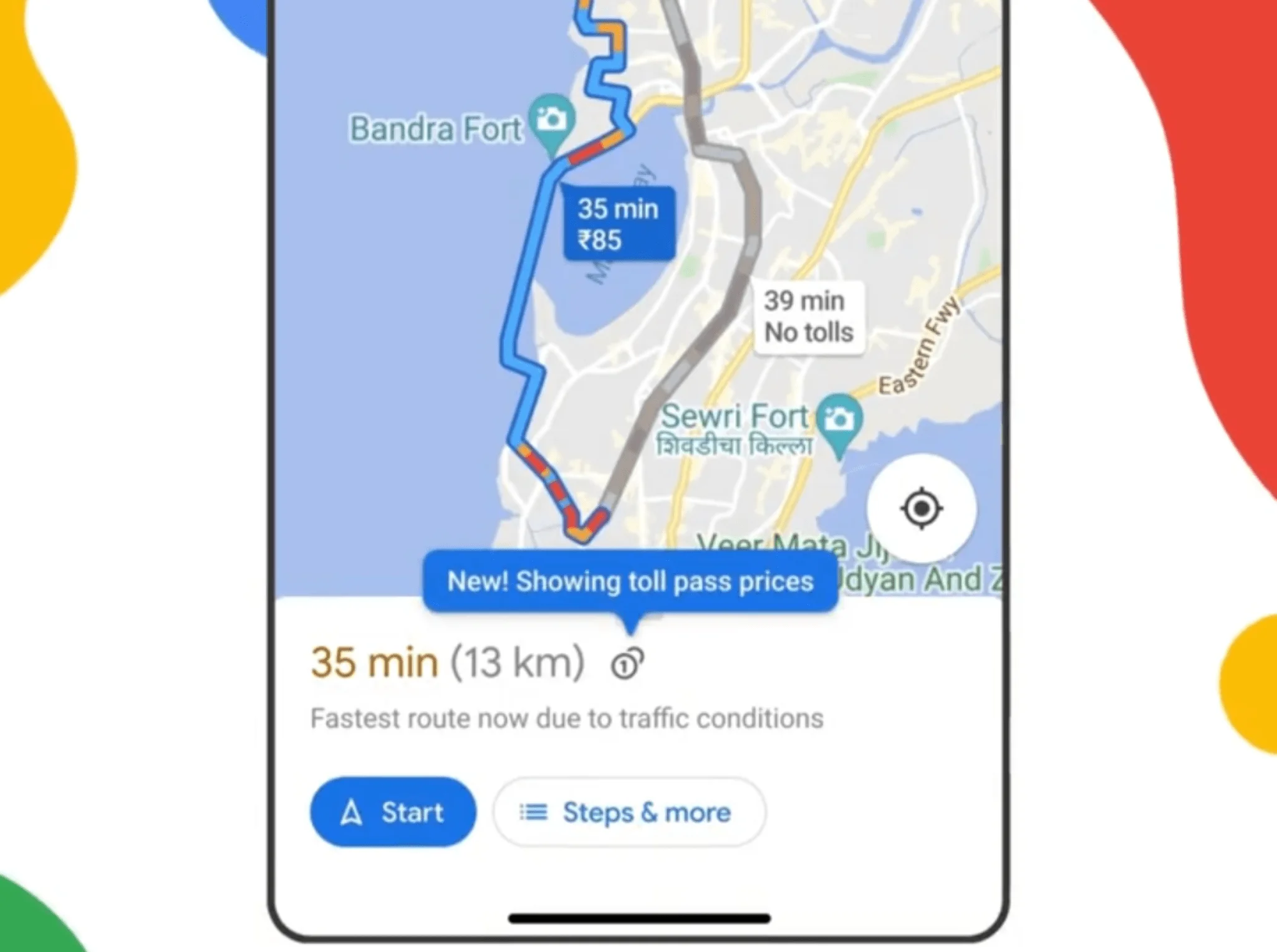 Google Maps Toll