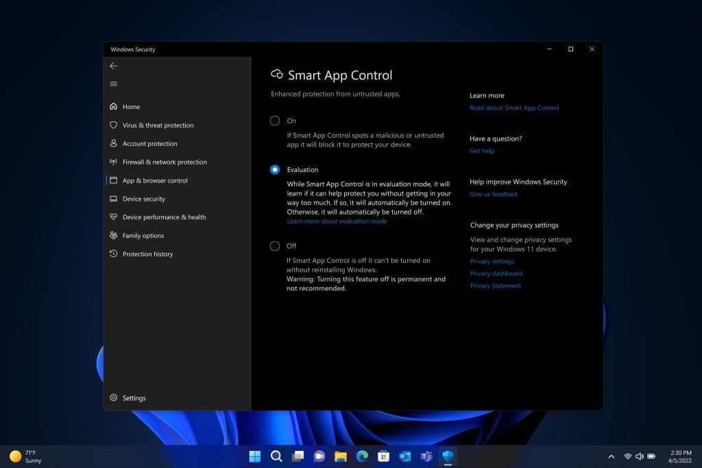 Windows 11 Smart App control