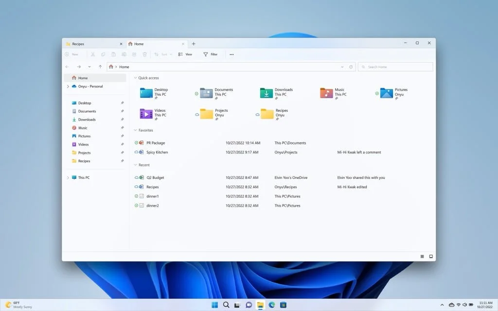 Tabbed File Explorer Windows 11