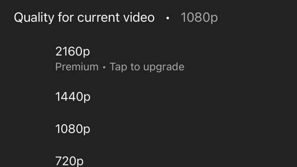 YouTube 4K video quality restricted