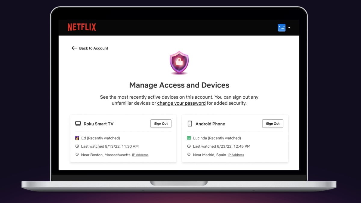 Netflix Manage Access and Devices feature