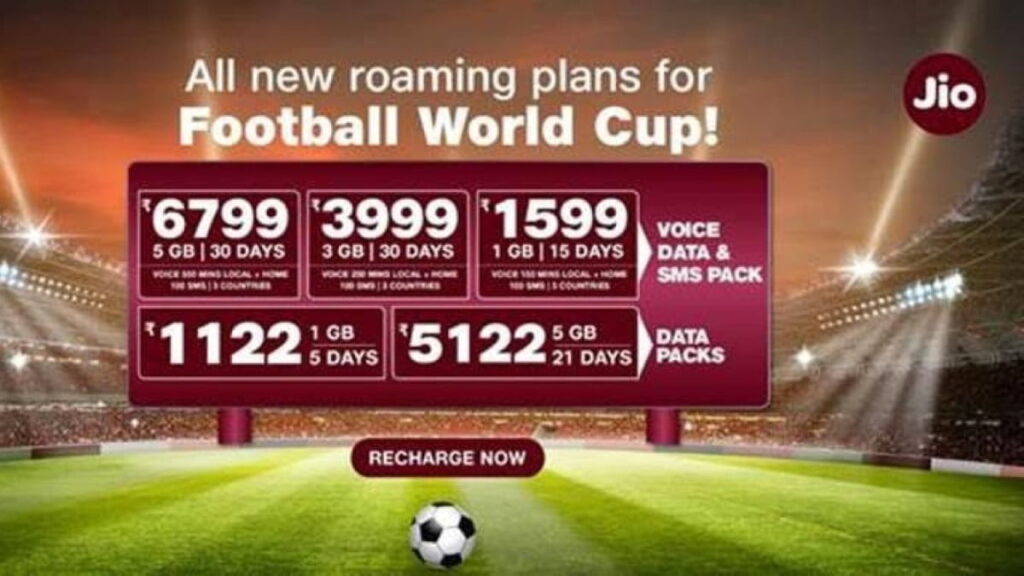 Reliance Jio Football World Cup 2022 international roaming packs