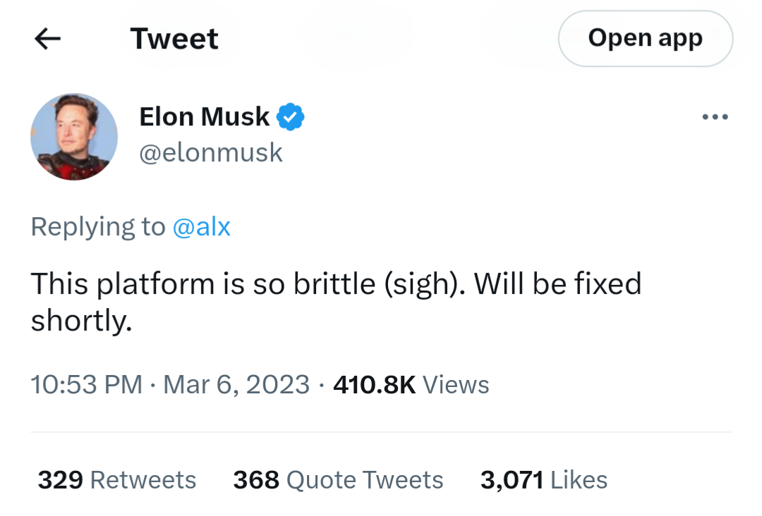 Musk Twitter brittle