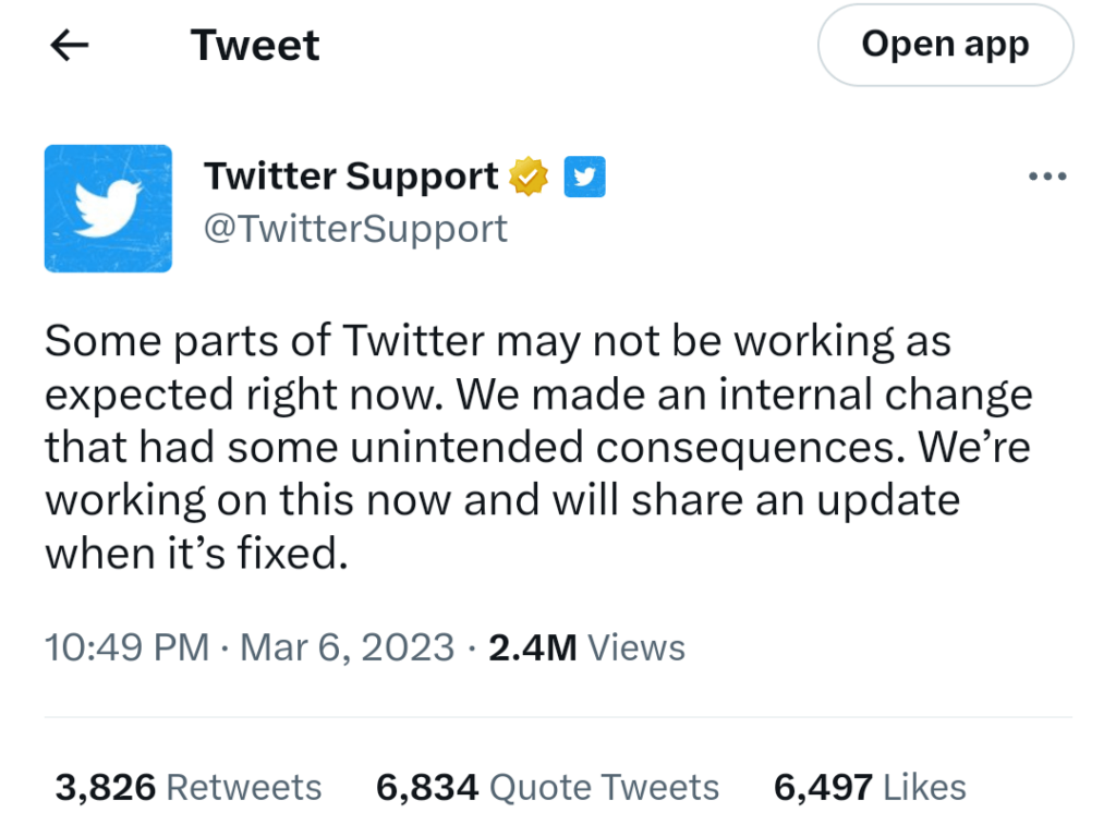 Twitter api outage