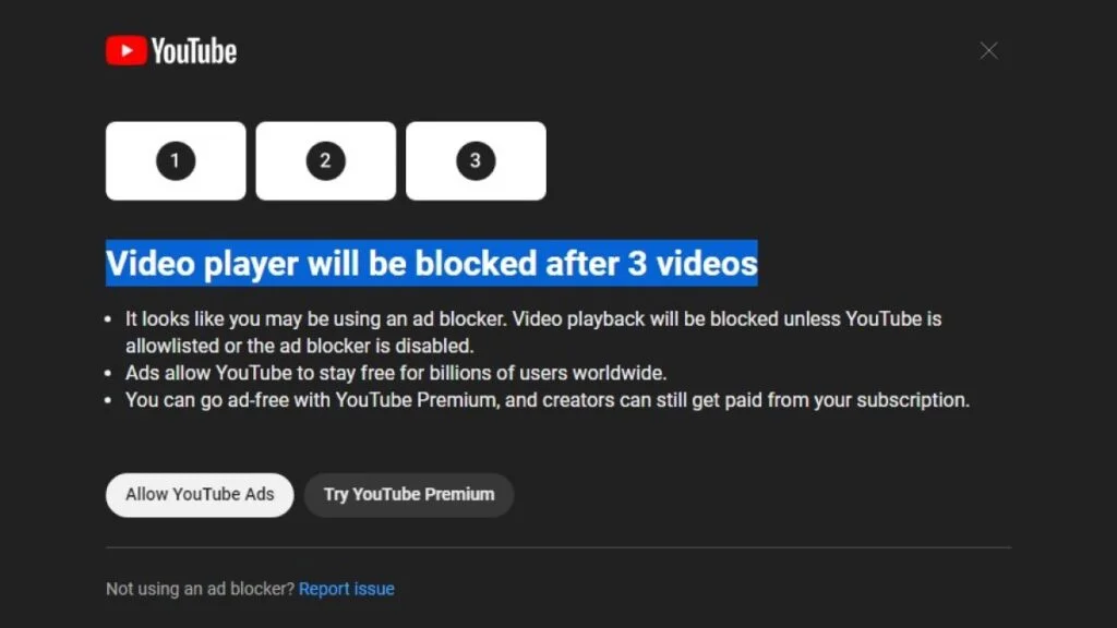 YouTube pop-up notification ad-blocker
