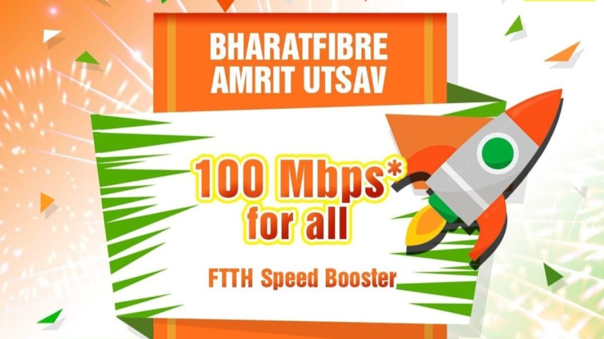 BSNL Bharat Fiber announces free 100Mbps speed upgrade to celebrate