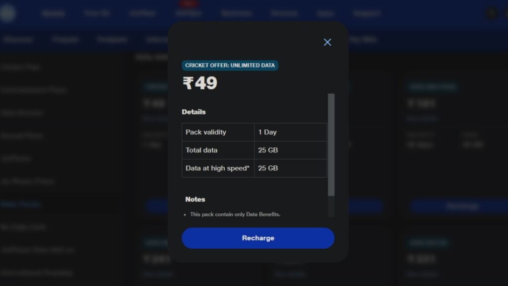 Reliance Jio Rs. 49 data pack